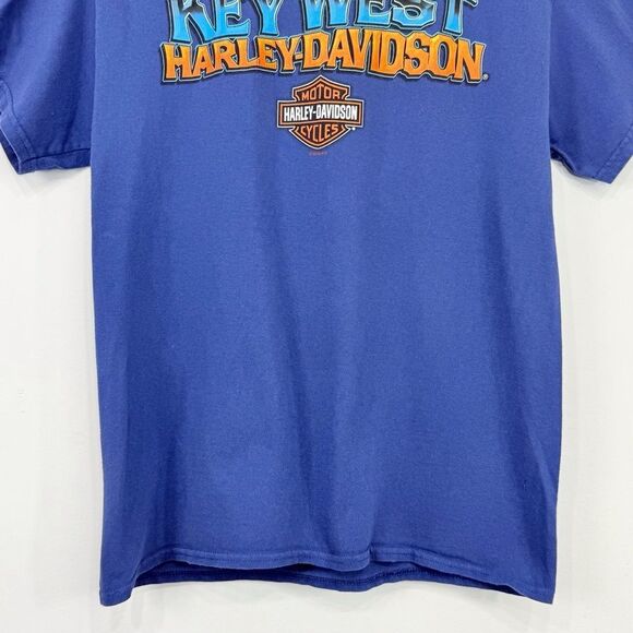 Harley Davidson Motor Cycles Blue Key West Beach Hammock Graphic T Shirt - Picture 3 of 13
